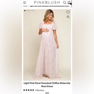 Pink Blush Maternity Floral Baby Shower Dress
